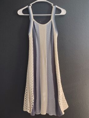 Universal Thread Cream and Light Blue Striped Knit Midi Dress